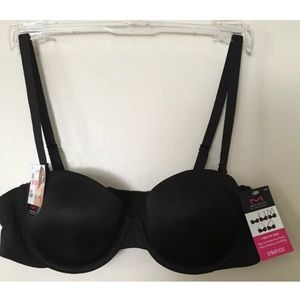 New Maidenform Side Smooth Strapless Bra 34A Black